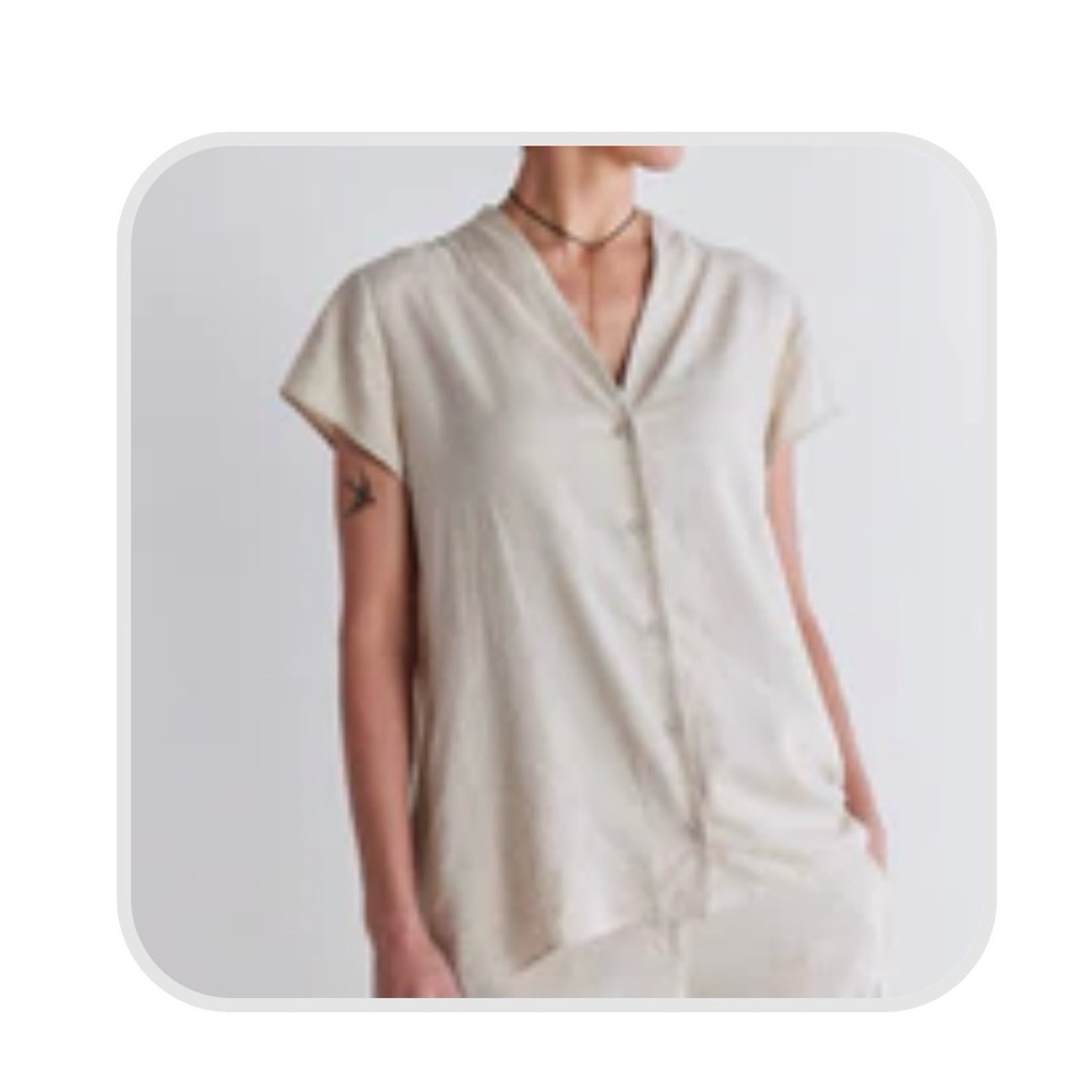 NWT RUTI daylight linen high low blouse in Birch $239